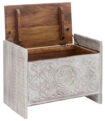 furniture-nabytek.cz - Masívna lavicová truhla Mackay z mangového dreva, lakovaná, biela – 71×40×55 cm
