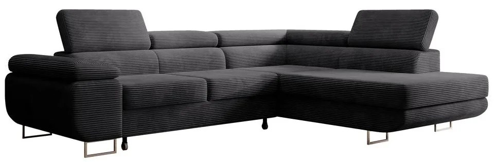 Rohová sedacia súprava Stiletto (P) (tmavosivá + strieborná). Vlastná spoľahlivá doprava až k Vám domov. 1099701