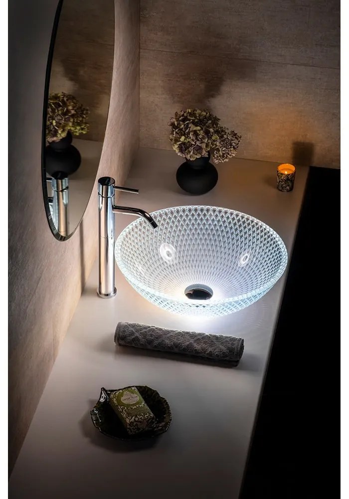 Sklenené okrúhle umývadlo ø 42 cm Puketa – Sapho