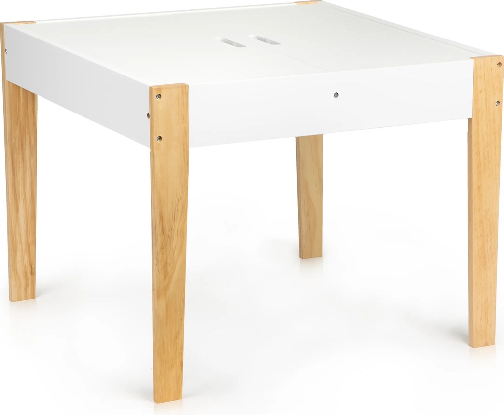 Detský stôl s 2 stoličkami ECOTOYS – skandinávska súprava s úložným priestorom a tabuľou