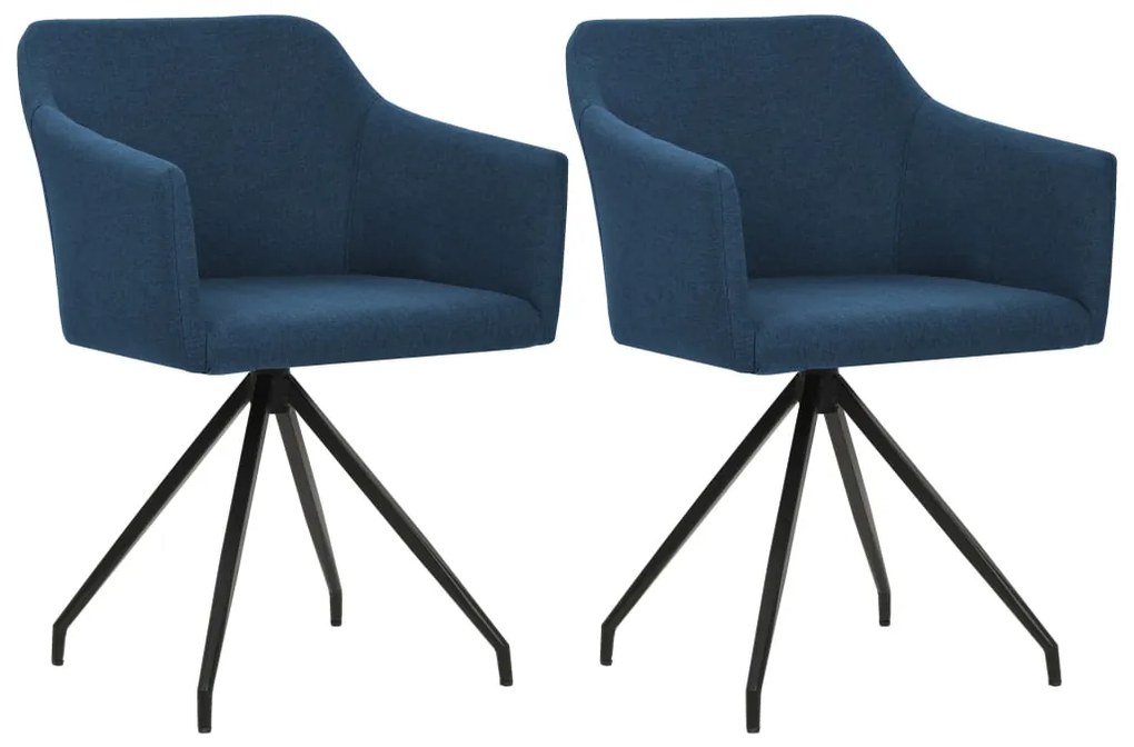vidaXL Otočné jedálenské stoličky 2 ks, modré, látka