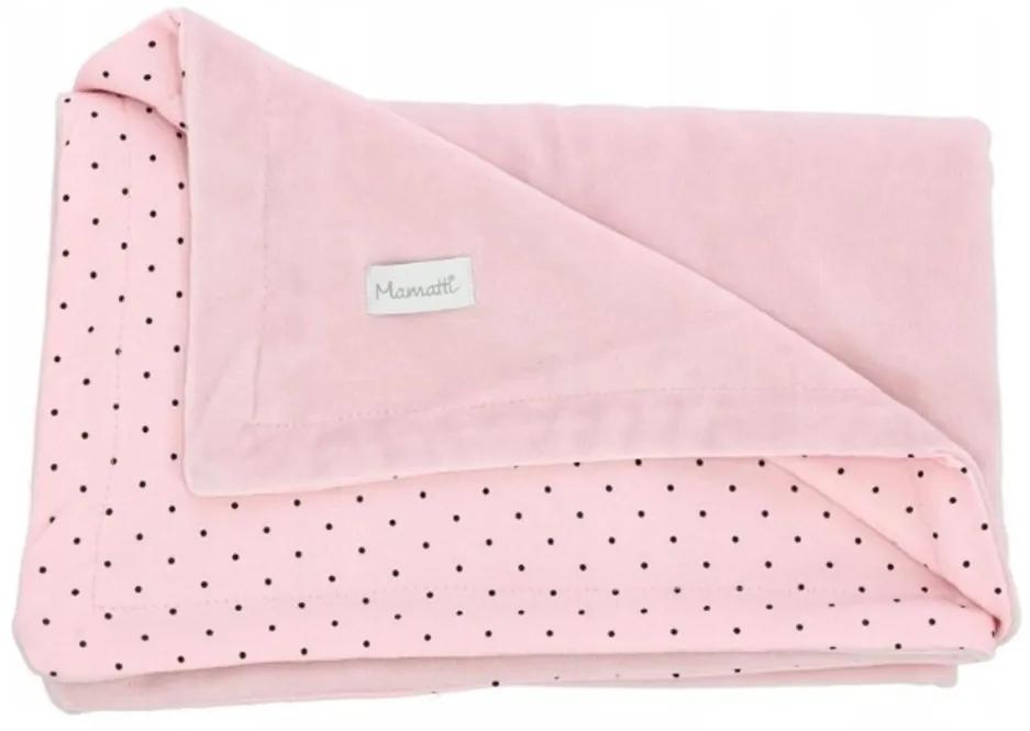 Mamatti Detská obojstranná bavlnená deka, 80 x 90 cm, Princezna Bodka - ružová