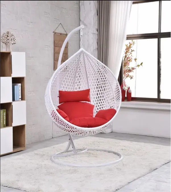 Závesné hojdacie kreslo BIANCO - BIELE + farba vankúša na výber Farba: BIELY