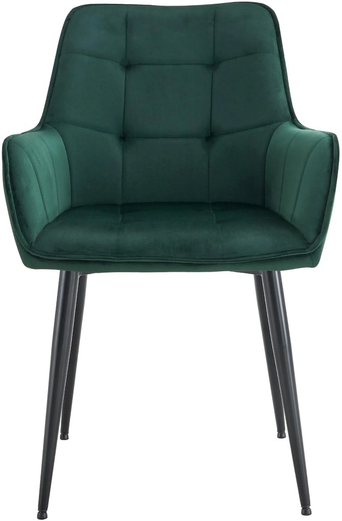 Design-Shop Set 2 jedálenských stoličiek Ferndale - zamat - tmavozelená