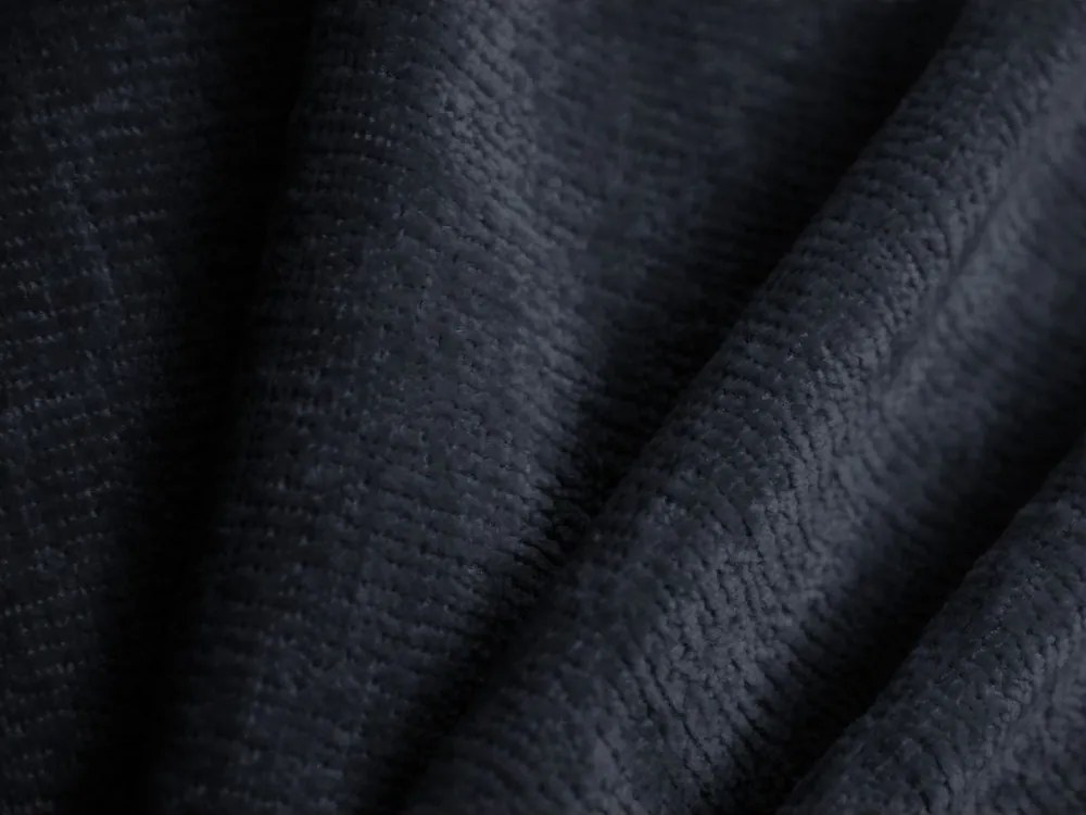 Tmavomodrá čalúnená jednolôžková posteľ s úložným priestorom s roštom 90x200 cm Kaelle – Micadoni