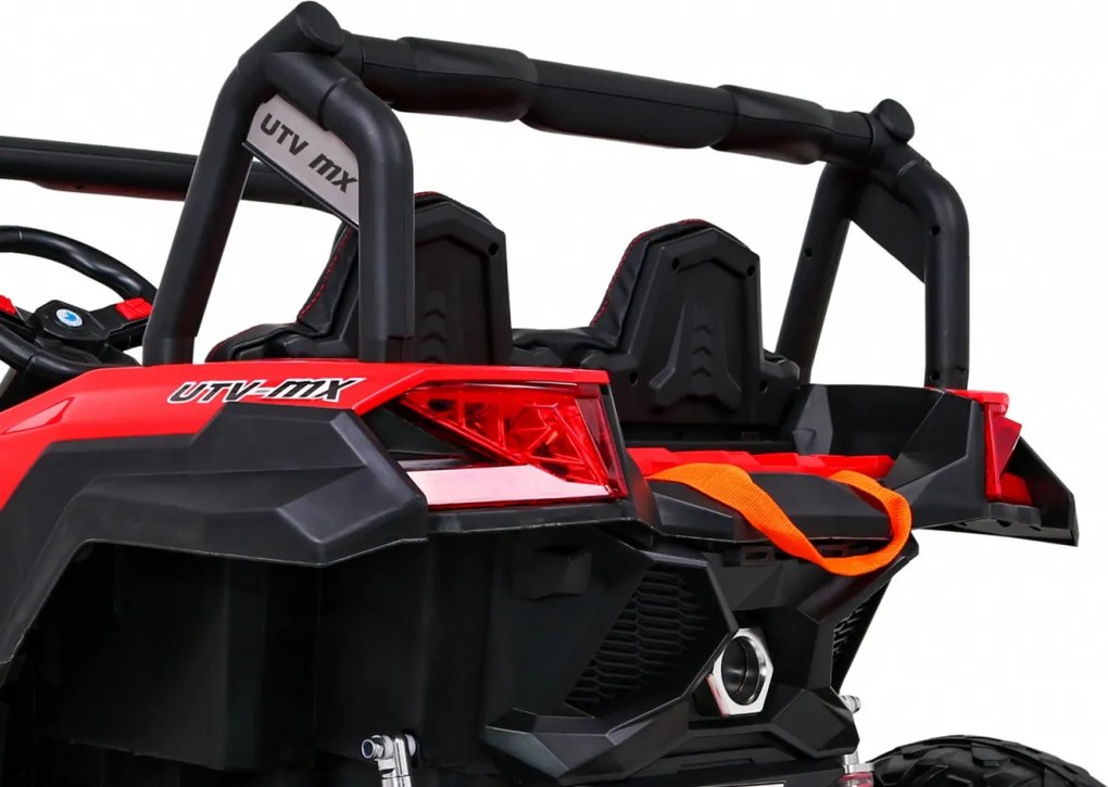 Ramiz Elektrická bugina UTV-MX pre deti červená + pohon 4x4 + diaľkové ovládanie + LED a audio + úložný priestor + EVA + pomalý štart