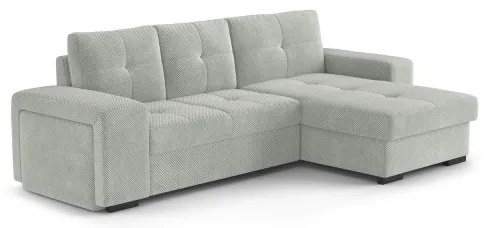 Rozkladacia sedačka s úložným priestorom a taburetom PALERMO svetlosivá pravá