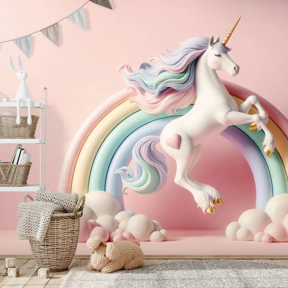 Fototapeta pastelový jednorožec v dúhe