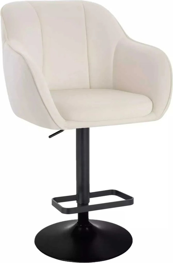 LuxuryForm DESIGN Barová stolička AVOLA VELUR na čiernom tanieri - biela