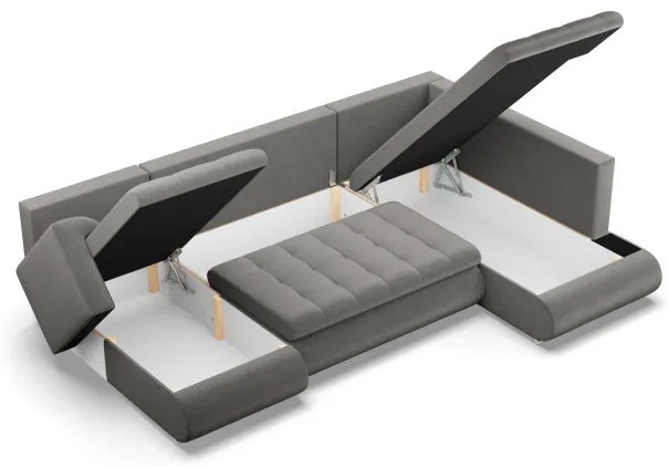 Sedacia súprava FORESTA Kronos v tvare U, pravá svetlosivá