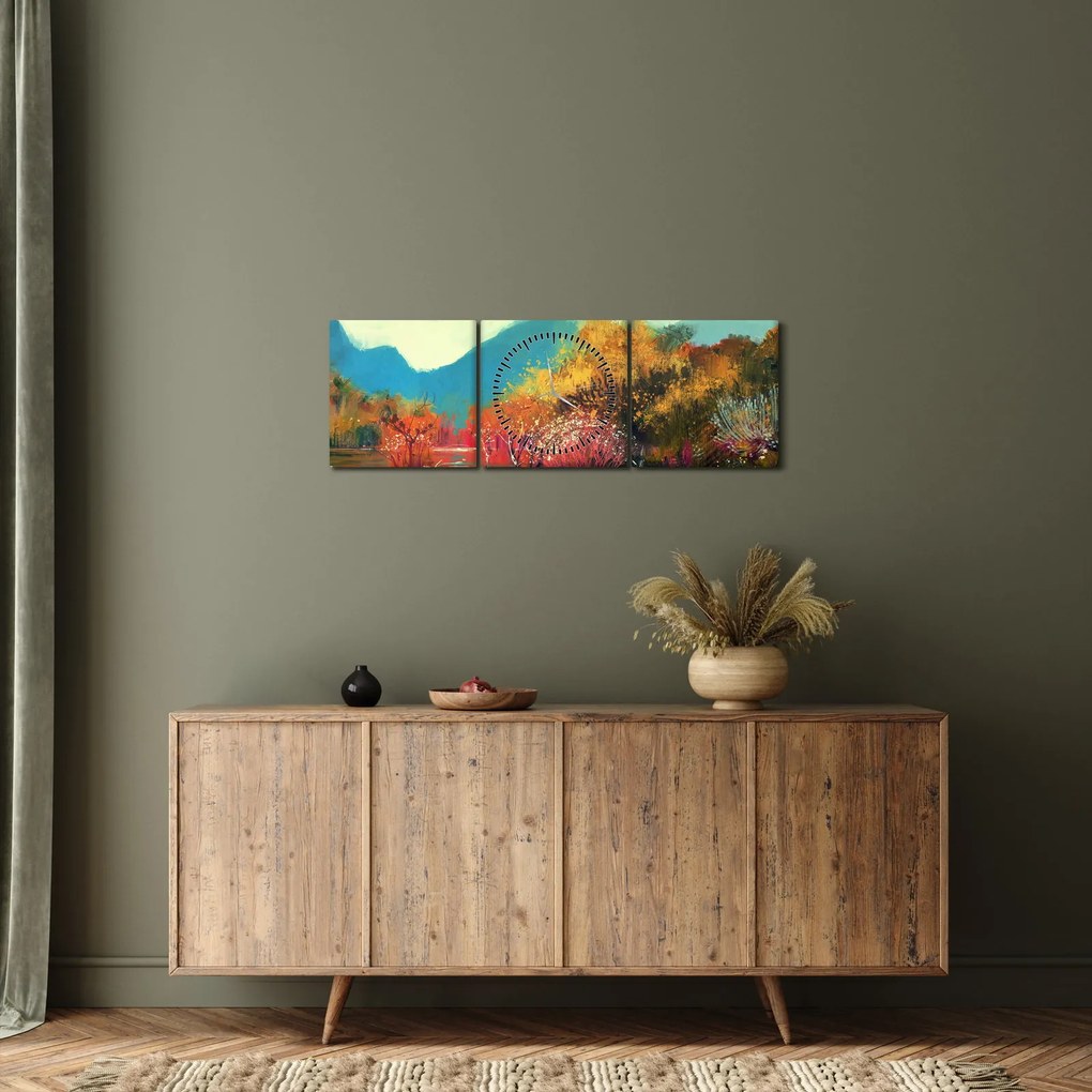 Obraz - Farby jesene (s hodinami) (90x30 cm)