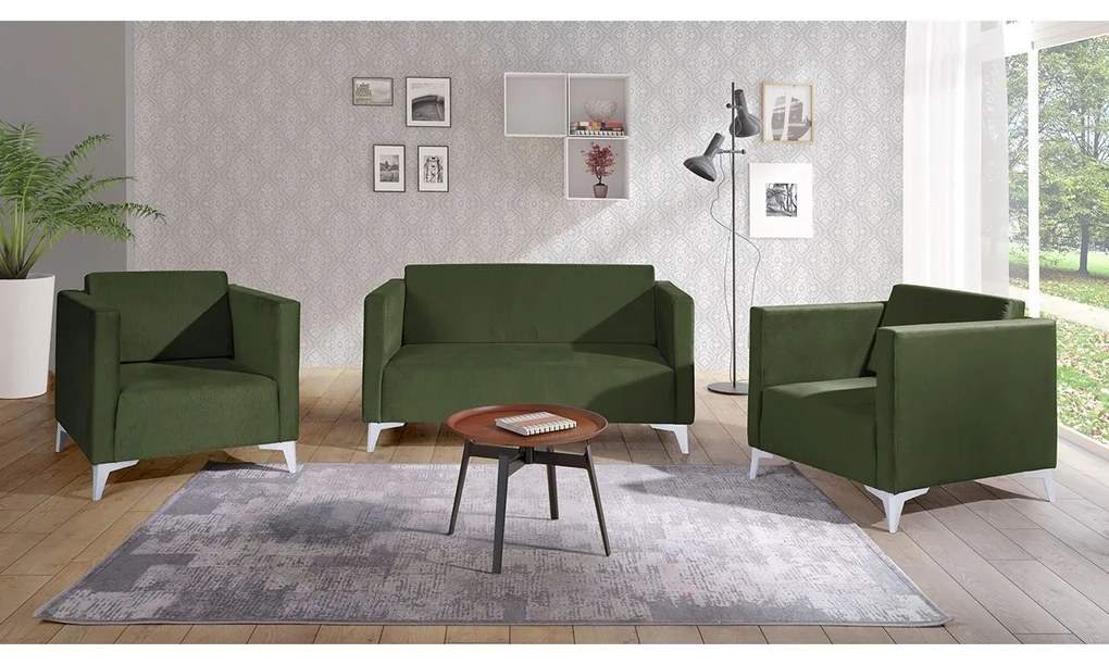 Sedacia súprava Denim 2+1+1, Dostupné poťahy: Solo 263, Farby nožičiek: biely lesk