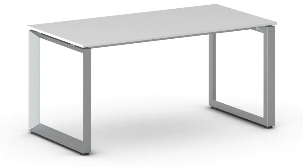 Kancelársky stôl PRIMO INSPIRE, sivostrieborná podnož, 1600 x 800 mm, biela