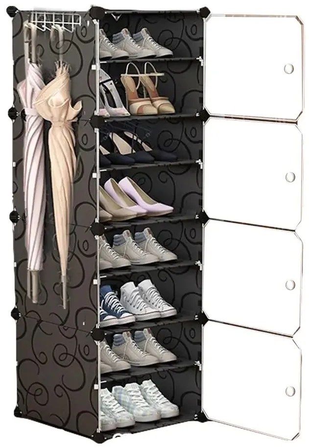 Hogler 3407 Variabilný policový systém 8 políc 128 x 42 x 32 cm, čierna farba