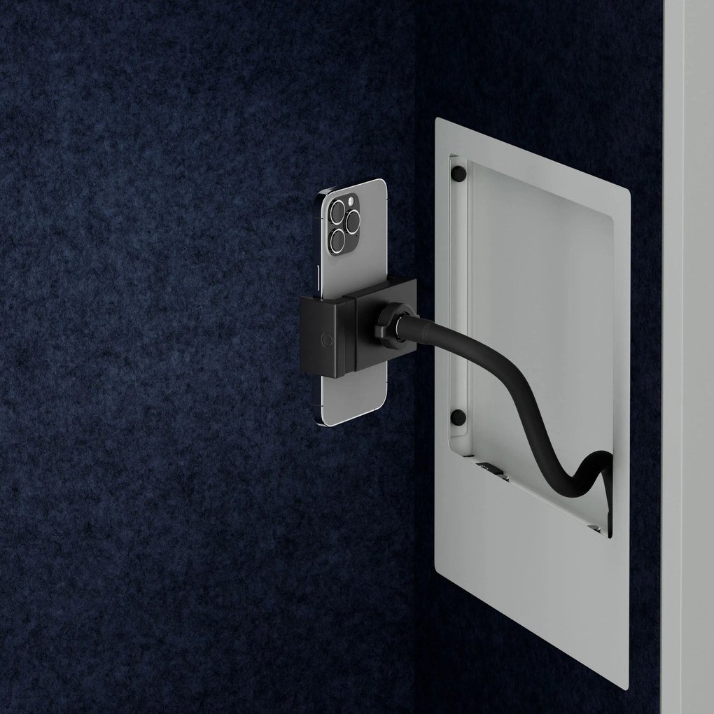 Akustická kabína SALLY MentalBox 600 mm – sivý korpus, tmavomodré sedadlo