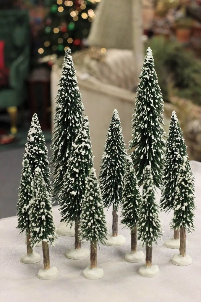 Zasnežené vianočné stromčeky 12ks
