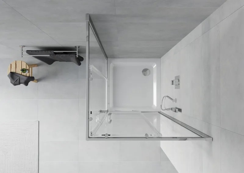 Mexen Rio, štvorcový sprchový kút 80 x 80 cm, 6mm číre sklo, chrómový profil + biela sprchová vanička, 860-080-080-01-00-4010