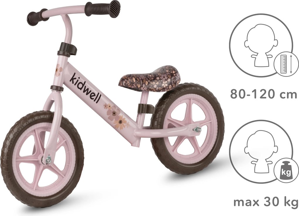 Kidwell Rebel odrážadlo pre deti 80–120 cm, ľahké 2,64 kg, oceľový rám, 28 cm EVA kolesá