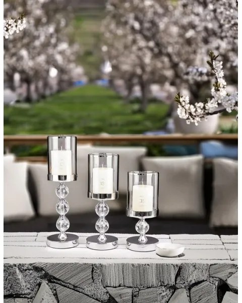 Súprava 3 svietnikov v lesklom chróme