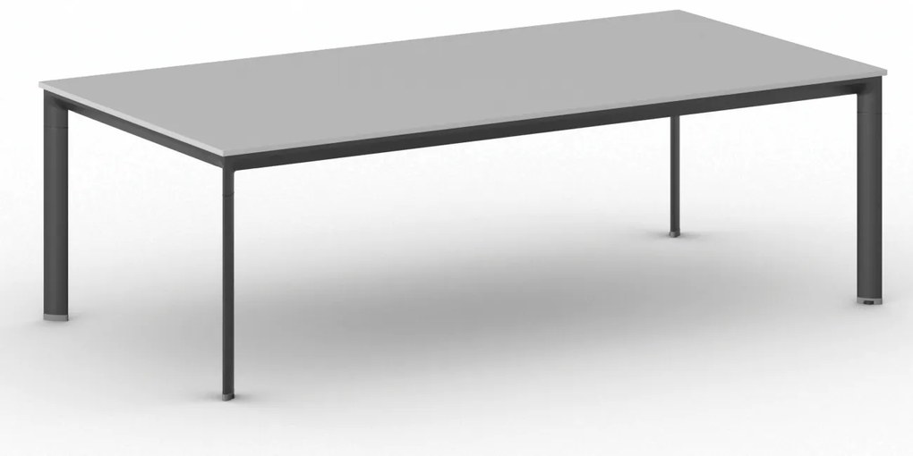 Rokovací kancelársky stôl PRIMO INVITATION, 240x120 cm, čierna podnož, sivá