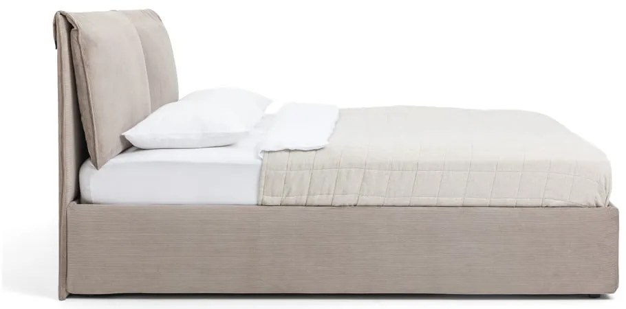 Čalúnená dvojlôžková posteľ taupe s úložným priestorom s matracom/s roštom 180x200 cm Thessa Pillow – Bonami Selection