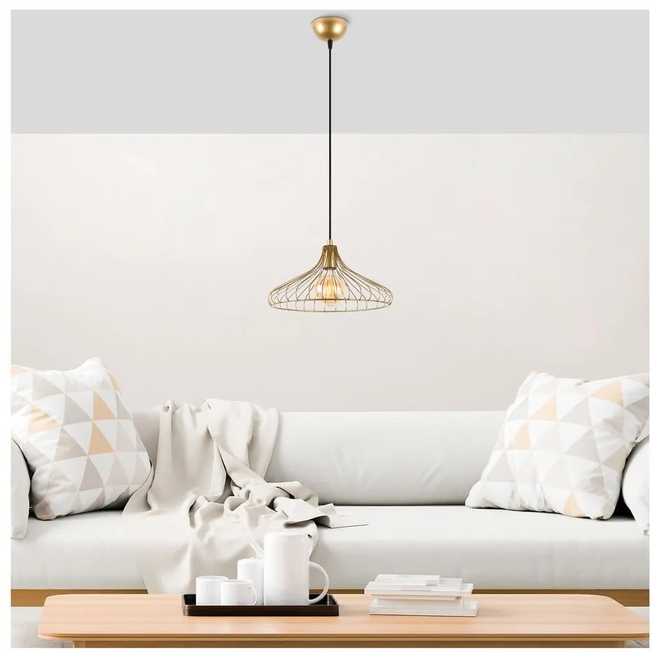 Závesné svietidlo v zlatej farbe s kovovým tienidlom ø 36 cm Depay – Opviq lights