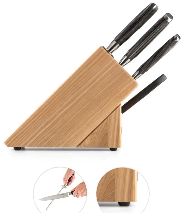 Klarstein Katana 8, sada nožov, 8-dielna, nožnice, ocieľka, blok na nože