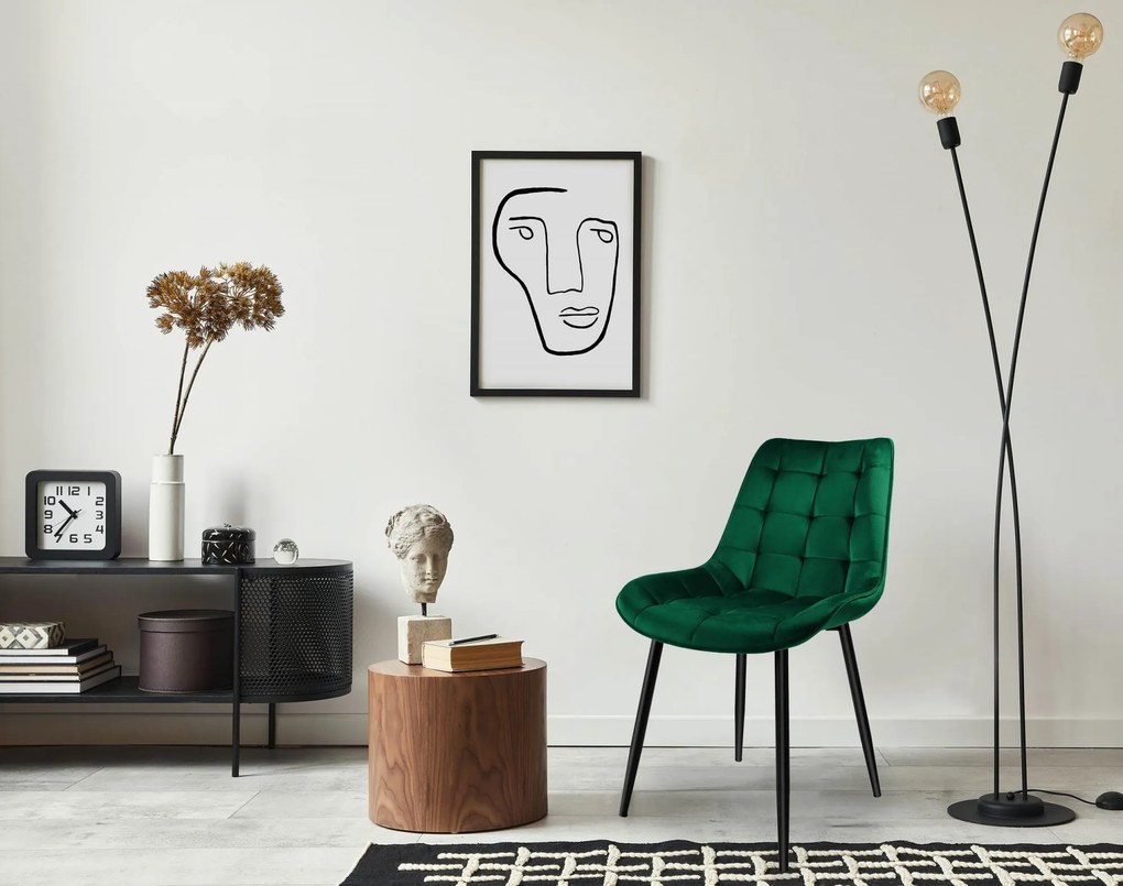 Zamatová stolička NORMAN - zelená