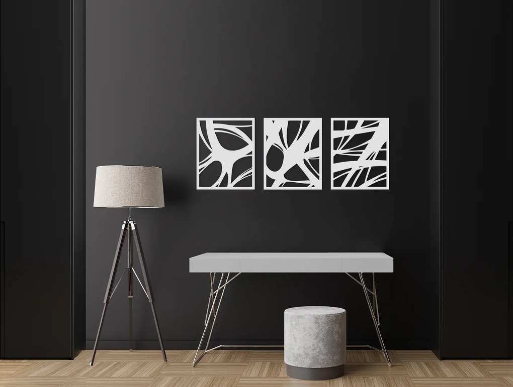 drevko 3-dielny drevený obraz Moderna Rozmer obrazu: 24,5 x 65 cm, Farba dekorácie: Čierna