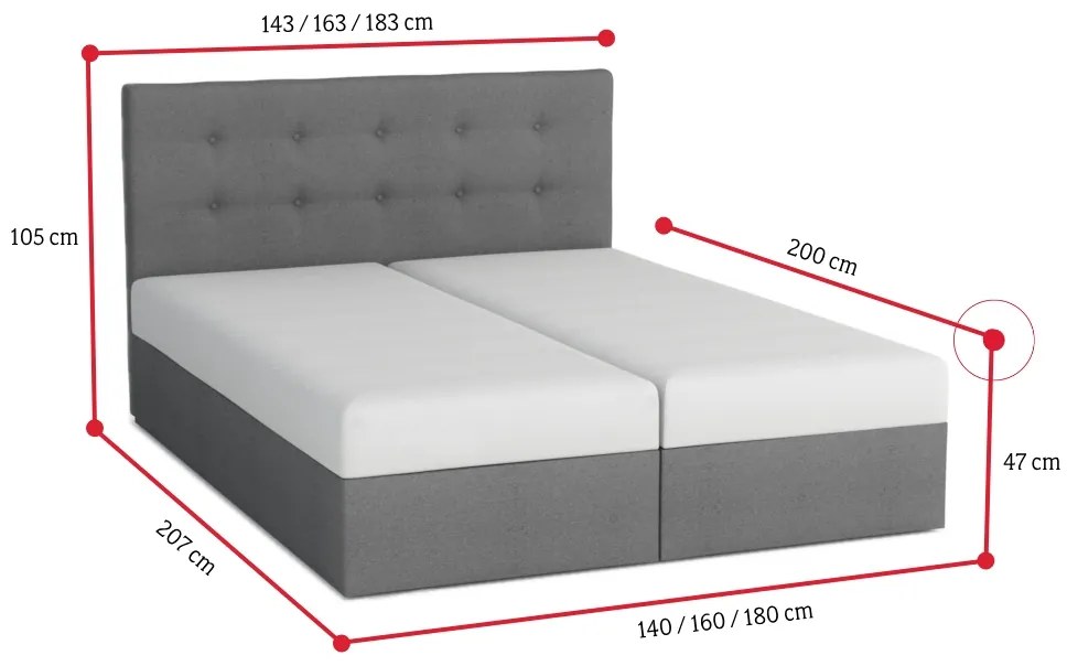 Čalúnená posteľ DOUBLE 2, cosmic 180, 180x200 cm