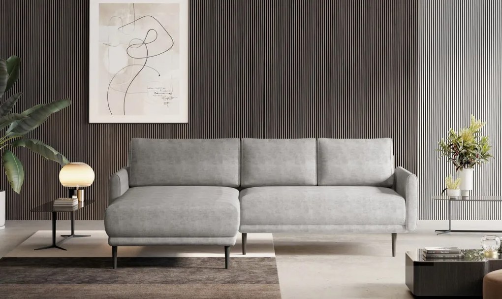 Rohová sedačka Soho, svetlo šedá strukturovaná látka, ľavý roh