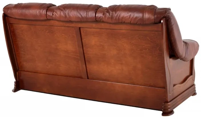 Pohovka 2 Baron kožená, biela / wenge (k1 / 8)