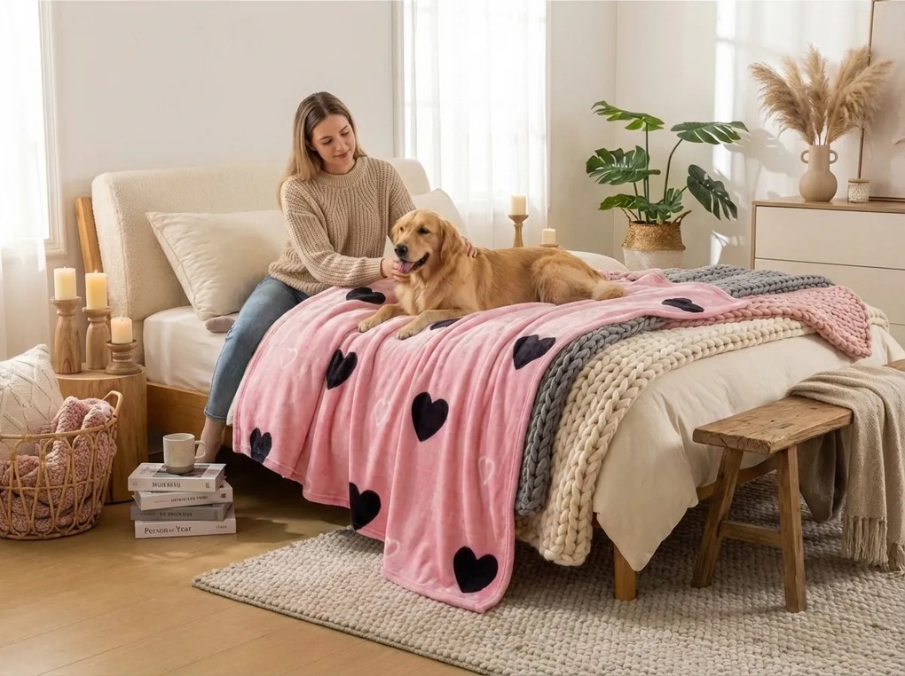 Mikroplyšová deka CORAZON, ružová Rozmer: 160 x 200 cm