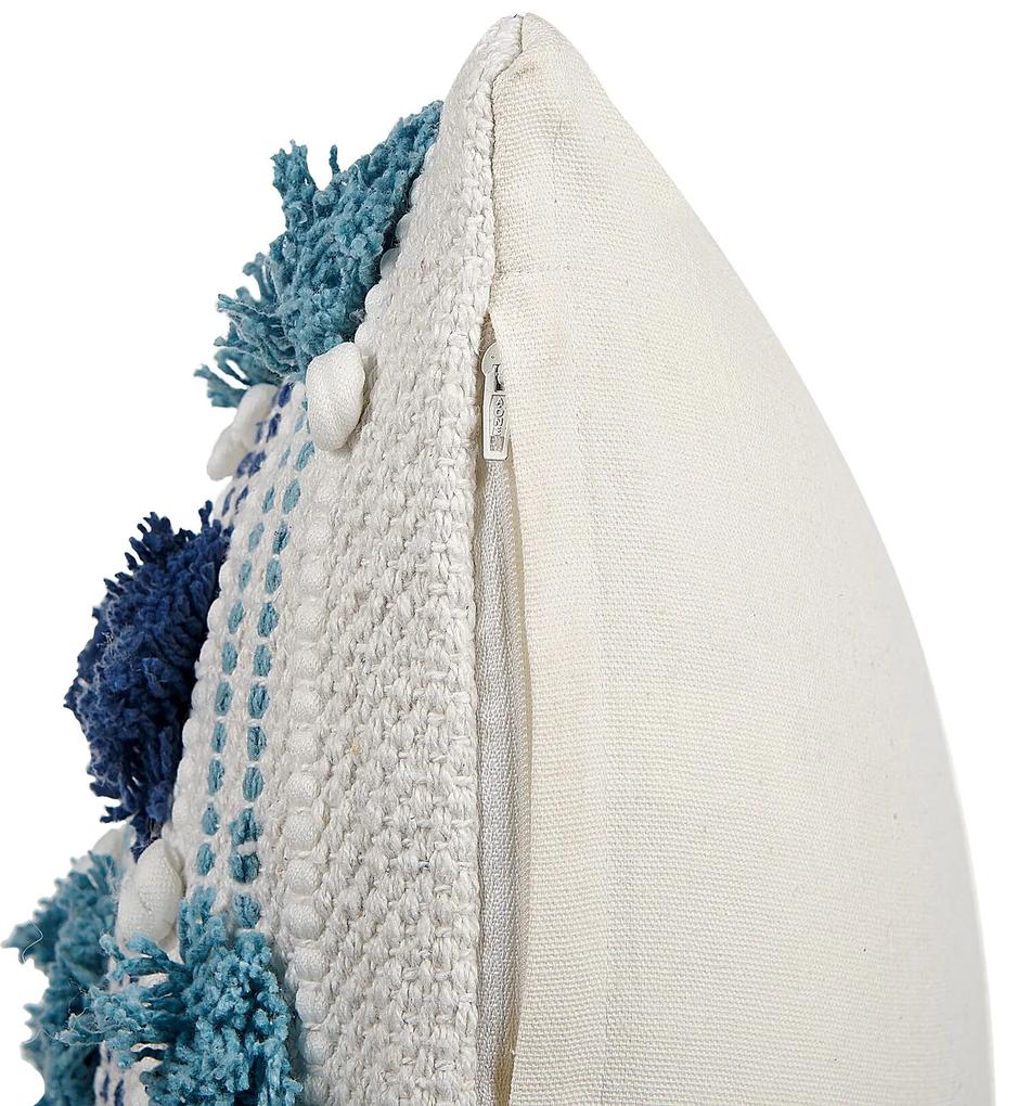 Bavlnený vankúš 45 x 45 cm biela/modrá DATURA Beliani