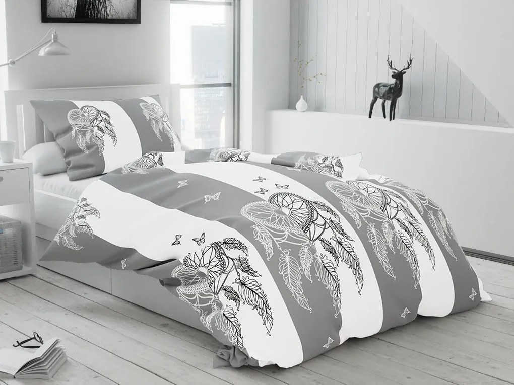 Bavlnené obliečky TIRSO BLEND sivo-biele Rozmer obliečky: 2 ks 70 x 90 cm | 200 x 220 cm