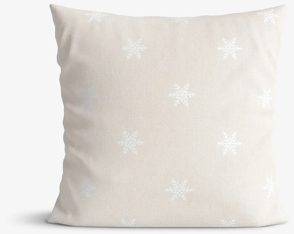 Goldea vianočná obliečka na vankúš natura – snehové vločky na režnej 50 x 50 cm