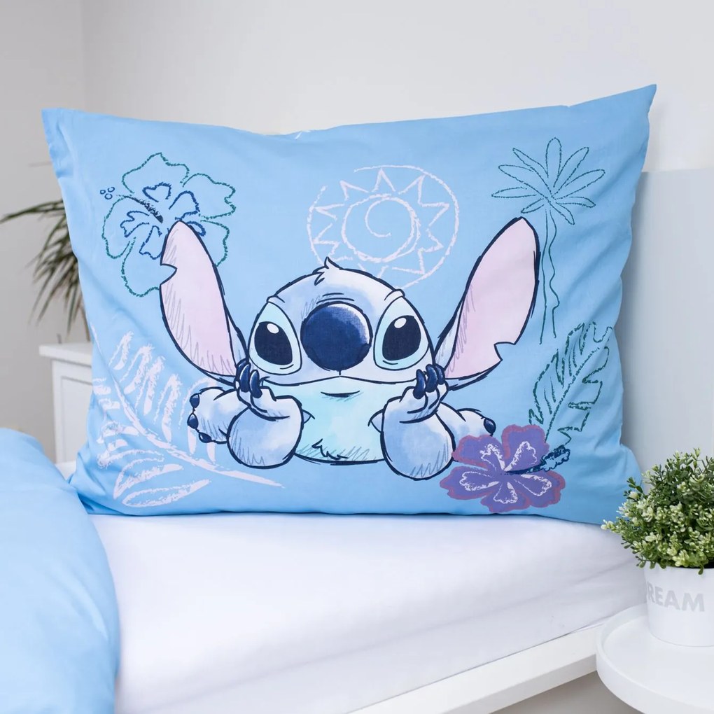 Jerry Fabrics Bavlnené obliečky 140x200 + 70x90 cm - Lilo and Stitch "Wave"