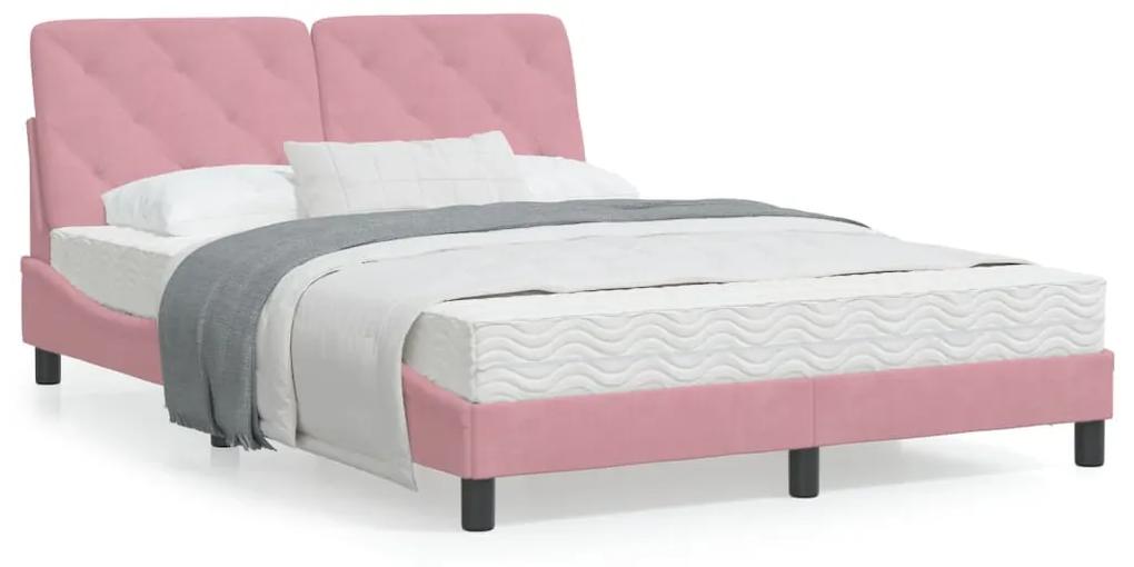 Rám postele s LED svetlami ružový 140x190 cm zamat 3213854
