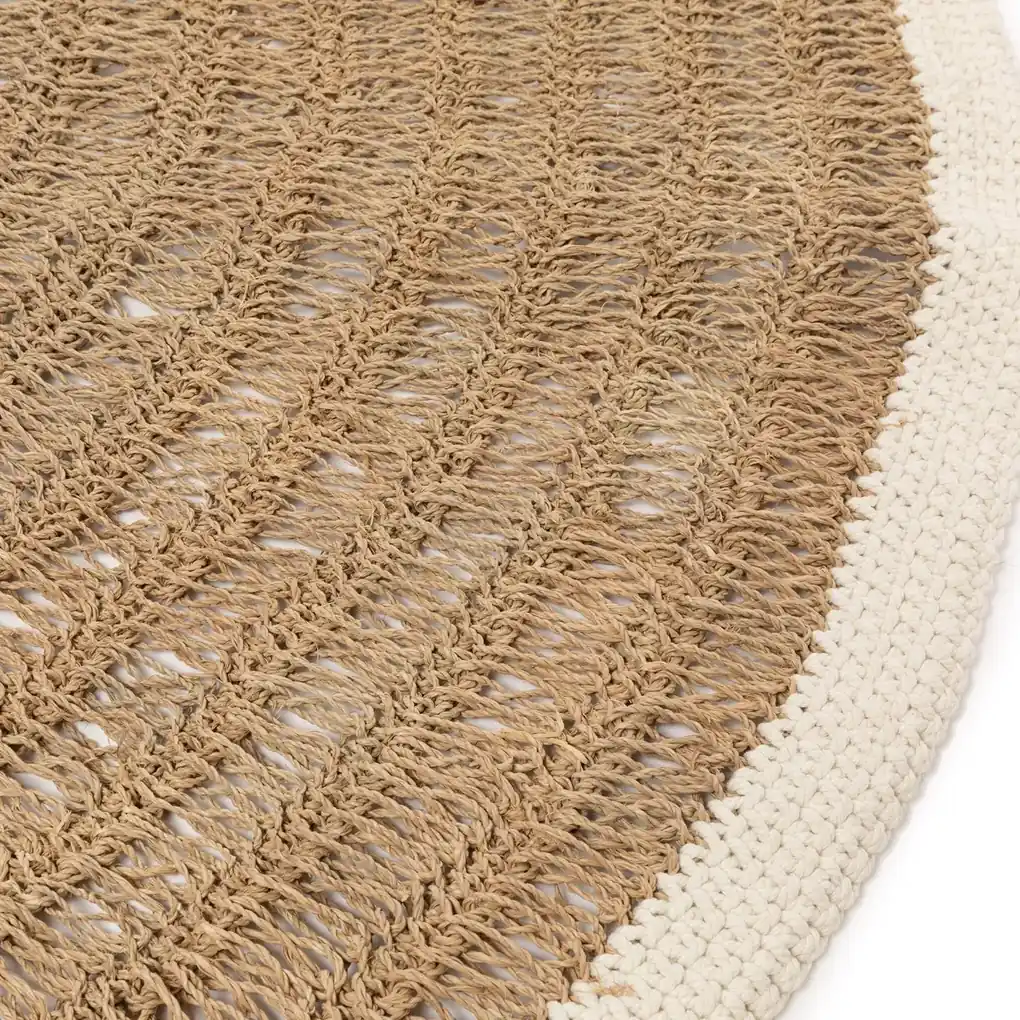 BAZAR BIZAR The Seagrass & Cotton Round Carpet - Natural White - 150 koberec  | BIANO
