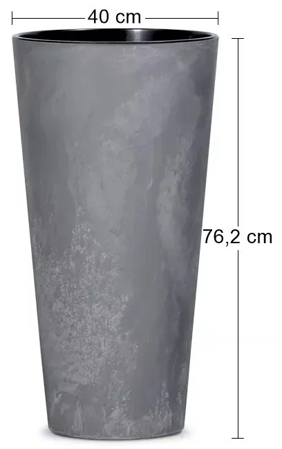 Vysoký plastový kvetináč DTUS400E 40 cm - tmavosivá