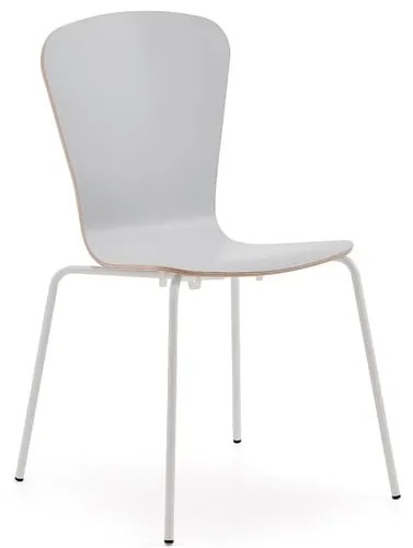 Stolička MILLA PLUS, HPL, biele nohy, svetlošedá