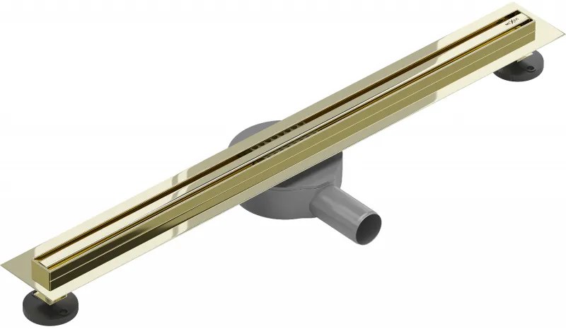 Mexen Flat nerezový sprchový žľab s rotačným 360° sifónom 70 cm, vzor SLIM, zlatá lesklá, 1541070