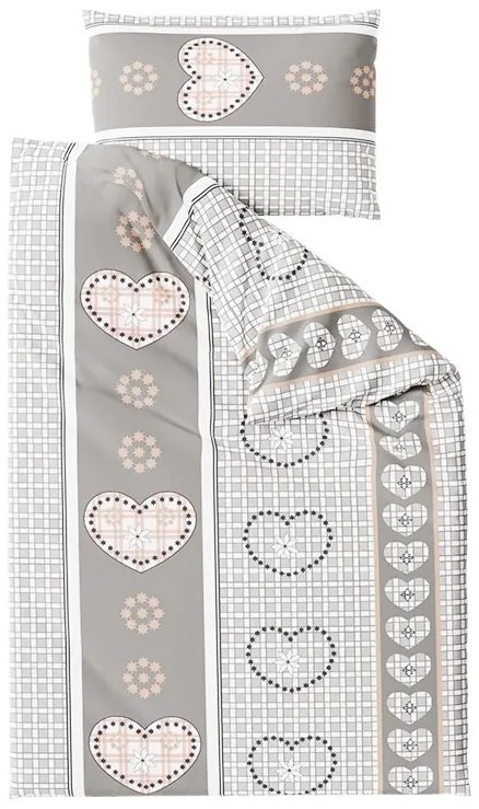 Bavlnené obliečky HEART RETRO BLEND sivé hotelová kapsa Rozmer obliečky: 70 x 90 cm | 140 x 200 cm