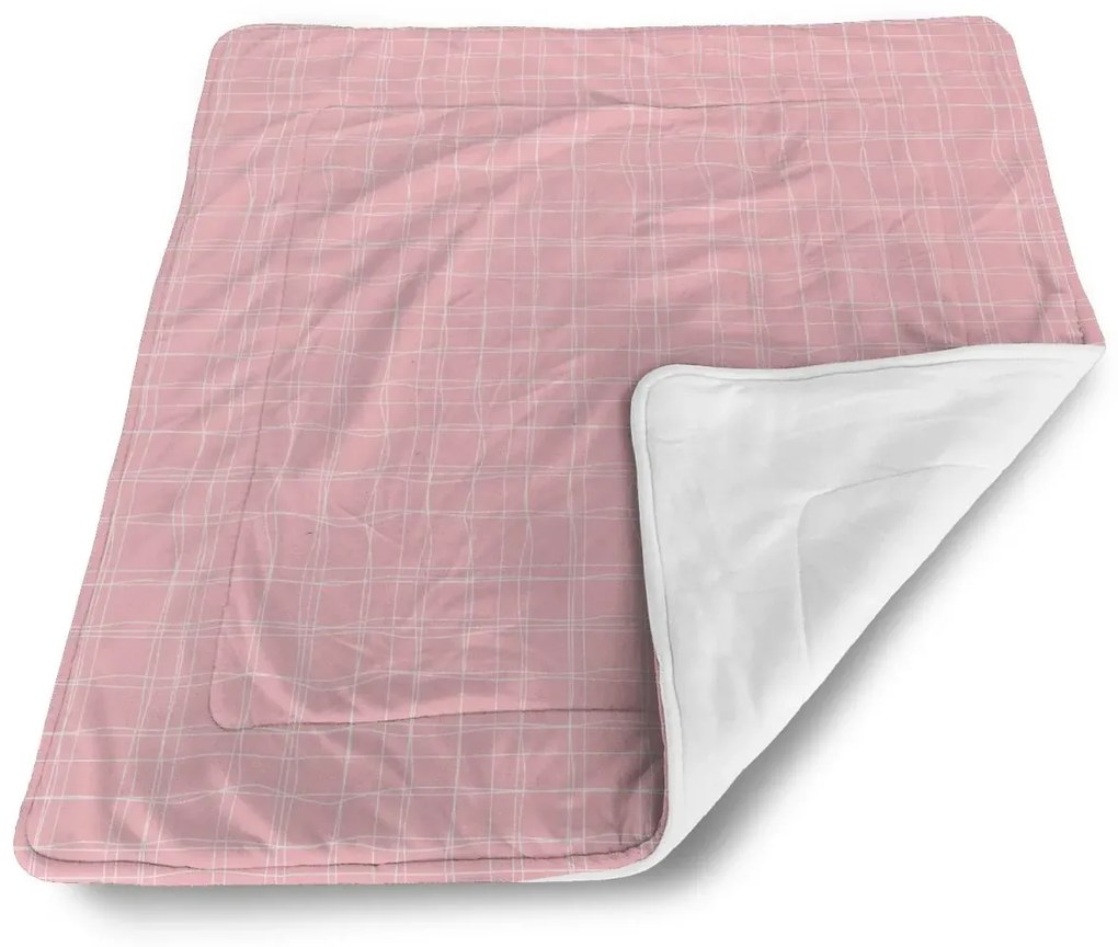 Sablio Deka pre bábätko biele Prúžky, Ružové čtverečky - 80x100 cm
