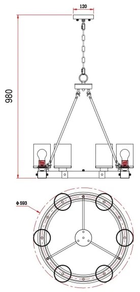 Globo 15555-6H - Luster na reťazi LILA 6xE27/60W/230V