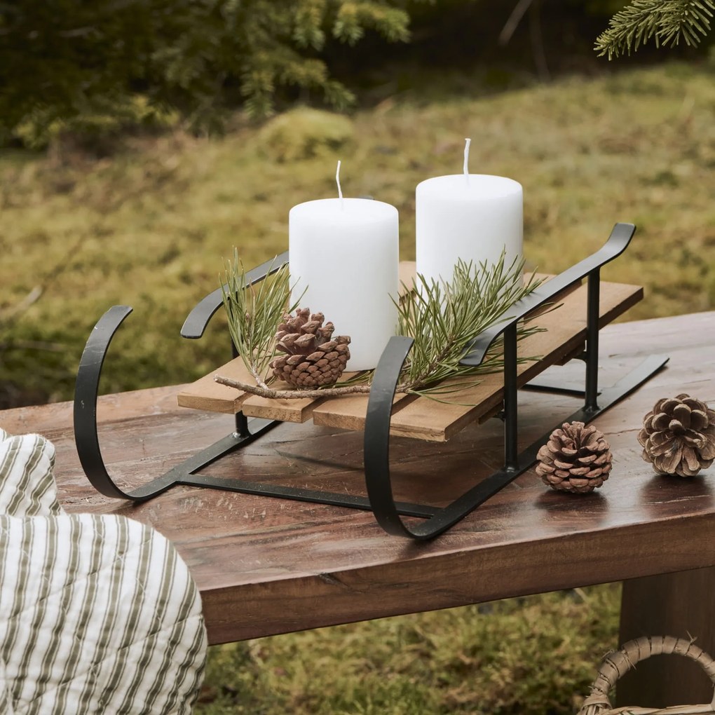 Ib Laursen Dekoratívne sane Black Wooden Seat Small