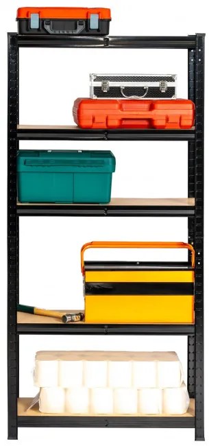 Set 2 kovových regálov 70x30x154 cm čierny