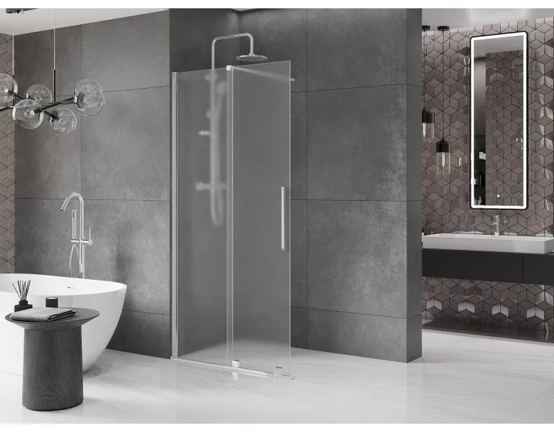 Mexen Velar, sprchová zástena s posuvnými dverami Walk-in 90 x 200 cm, 8mm sklo námraza, chrómová, 871-090-000-33-01