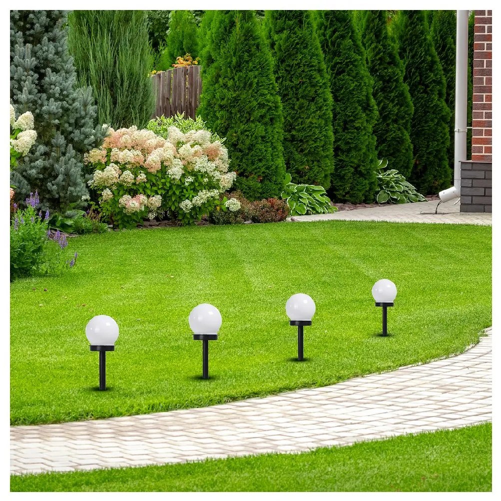 Exteriérové zapichovacie svietidlo, 1x biele plastové tienidlo