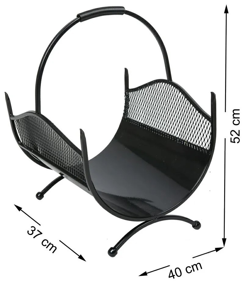 Kovový kôš na drevo Criss, 40x52 cm, čierna